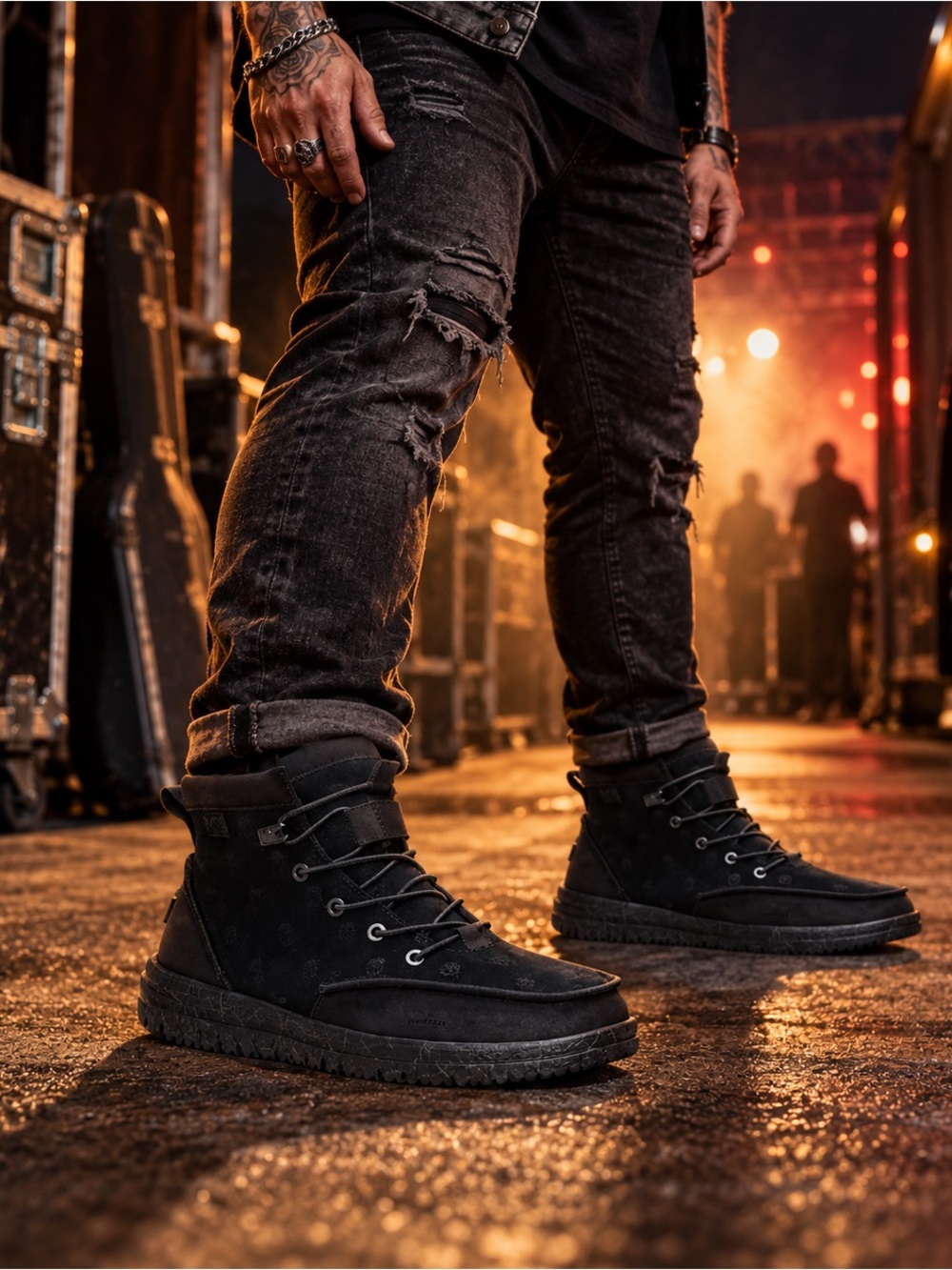 💀Hey Dude BRADLEY Jelly Roll Size US M11 BLACK SUEDE